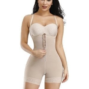 Skin Zipper Plus Size Detachable Straps Body Shapewear Flatten Tummy