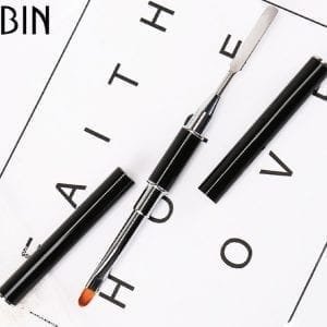 Double Head Nail Brush With Pusher Metal Handle Nail Art Brush – Wholesale Item