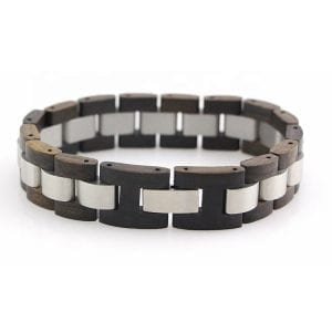 Chinese Ebony Wood with Stainless Steel Mixed Bracelet with different color for Choose Unisex