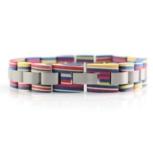 Chinese Ebony Wood with Stainless Steel Mixed Bracelet with different color for Choose Unisex