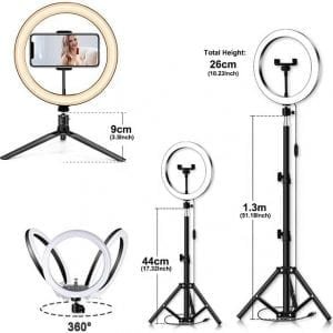 10.24 Inch Selfie Led Ring Light With Tripod Stand & Cell Phone Holder-Dropshipping Available