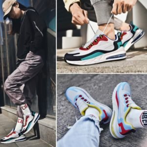 Color matching re-engraved fashion breathable light running shoes-Dropshipping Available