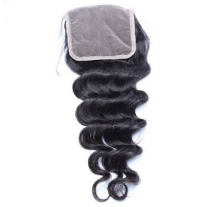 10A 4×4 Virgin Lace Closure Loose Deep Brazilian Hair Closure